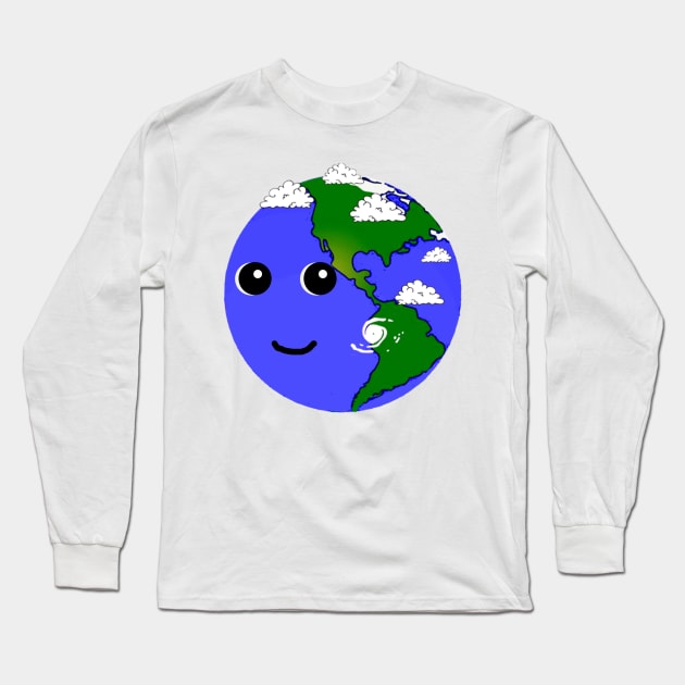 Cute Earth Long Sleeve T-Shirt by wanungara